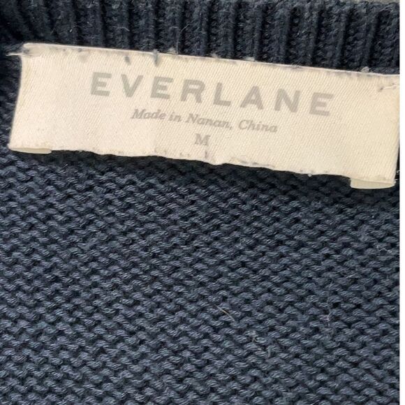Everlane V-Neck Navy Cotton Lightweight Pullover Sweater Navy Blue M - Picture 6 of 7